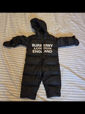 Burberry Black Puffer Baby One-Piece Snowsuit